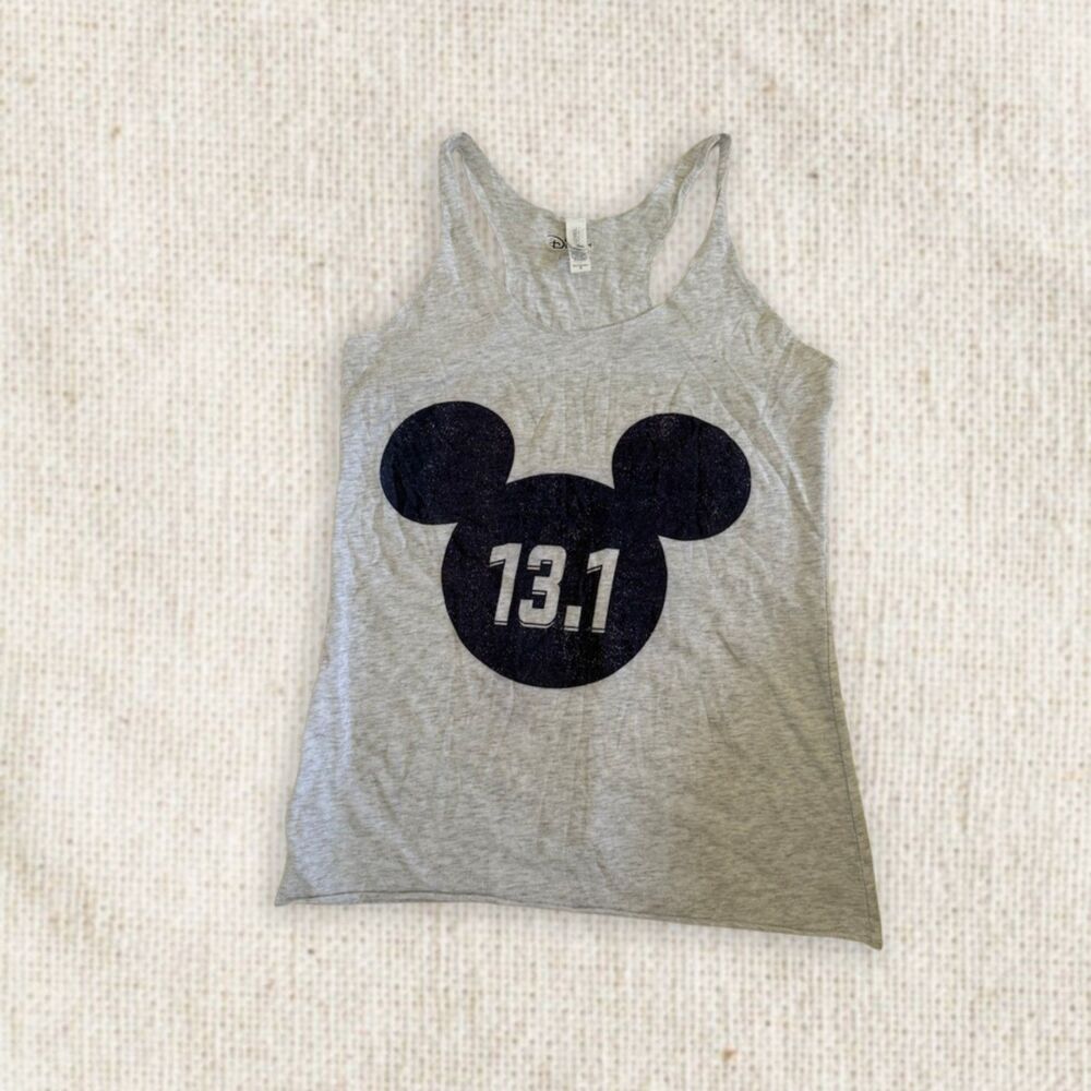 Disney Mickey Mouse 13.1 Half Marathon Racerback Tank Gray Size Small RunDisney